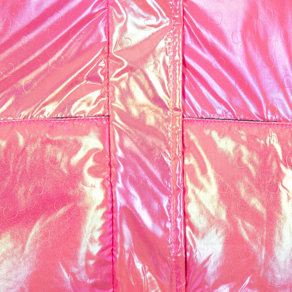 Billieblush-Girls Iridescent Pink & Navy Blue Plush Reversible Jacket | Childrensalon