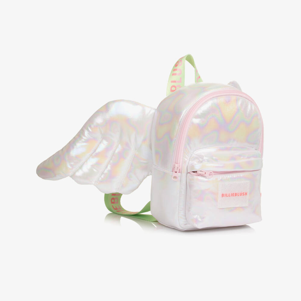 Billieblush-Girls Iridescent Silver Backpack with Wings (22cm) | Childrensalon