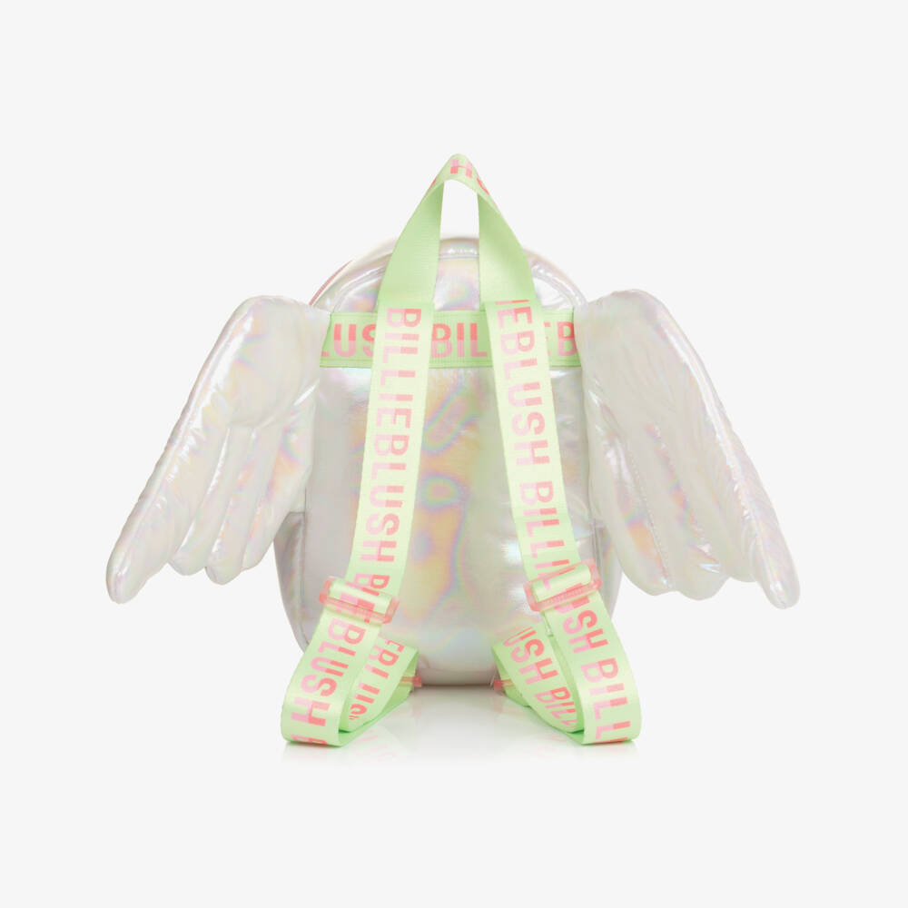 Billieblush-Girls Iridescent Silver Backpack with Wings (22cm) | Childrensalon