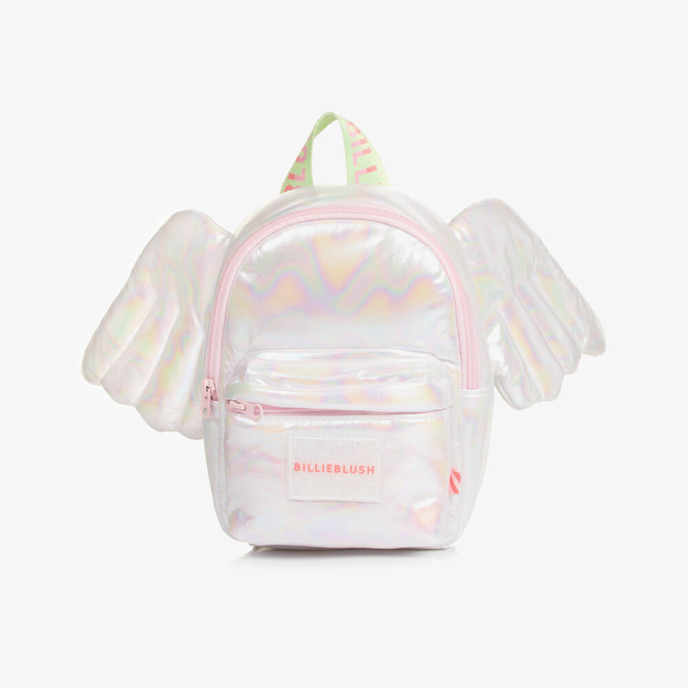 Billieblush-Girls Iridescent Silver Backpack with Wings (22cm) | Childrensalon
