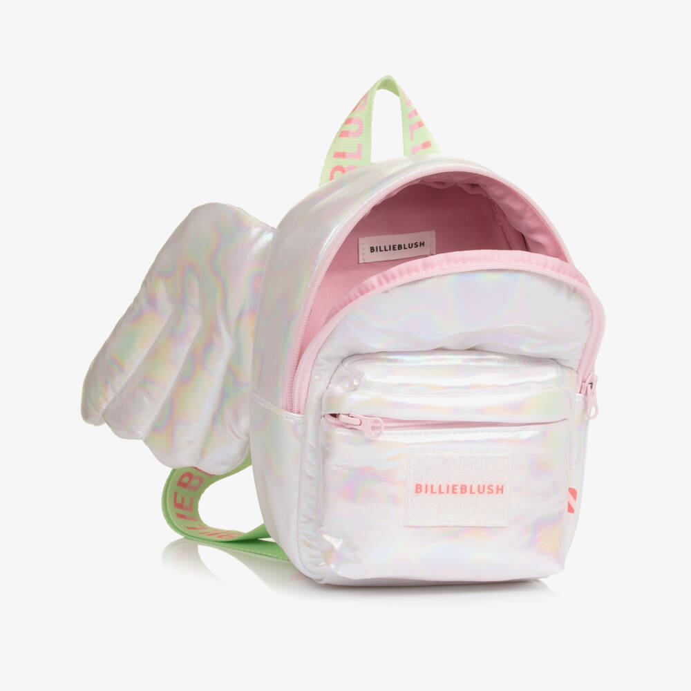 Billieblush-Girls Iridescent Silver Backpack with Wings (22cm) | Childrensalon