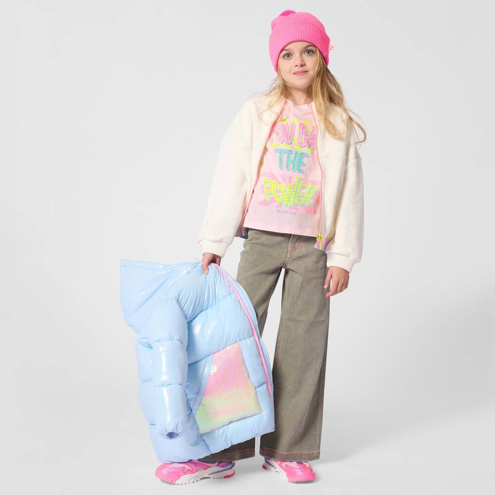 Billieblush-Girls Ivory Corduroy Fleece Zip Up Top | Childrensalon