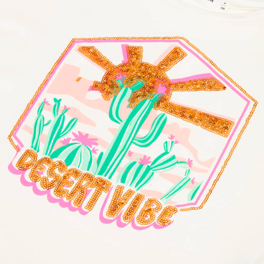 Billieblush-Футболка кремовая хлопковая с принтом пустыни для девочек | Childrensalon