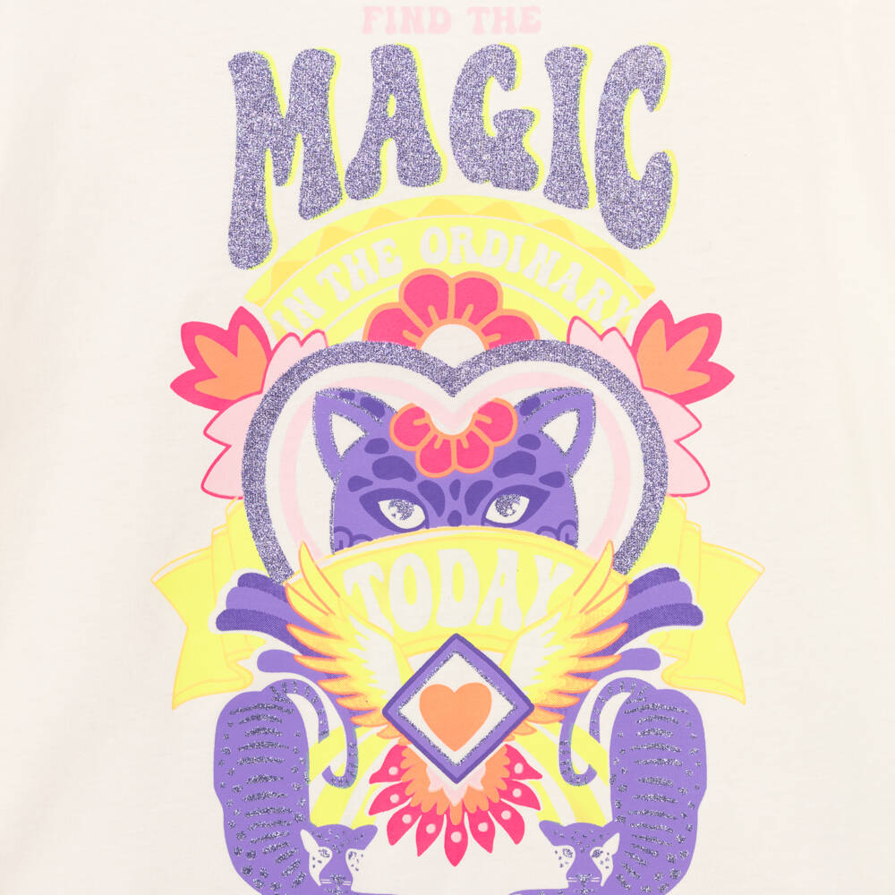 Billieblush-Girls Ivory Cotton Magic Graphic T-Shirt | Childrensalon