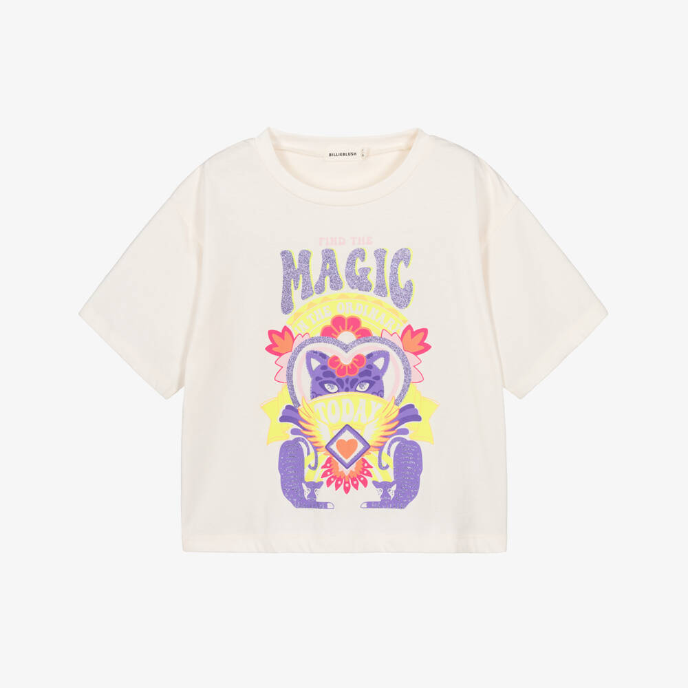 Billieblush-Girls Ivory Cotton Magic Graphic T-Shirt | Childrensalon