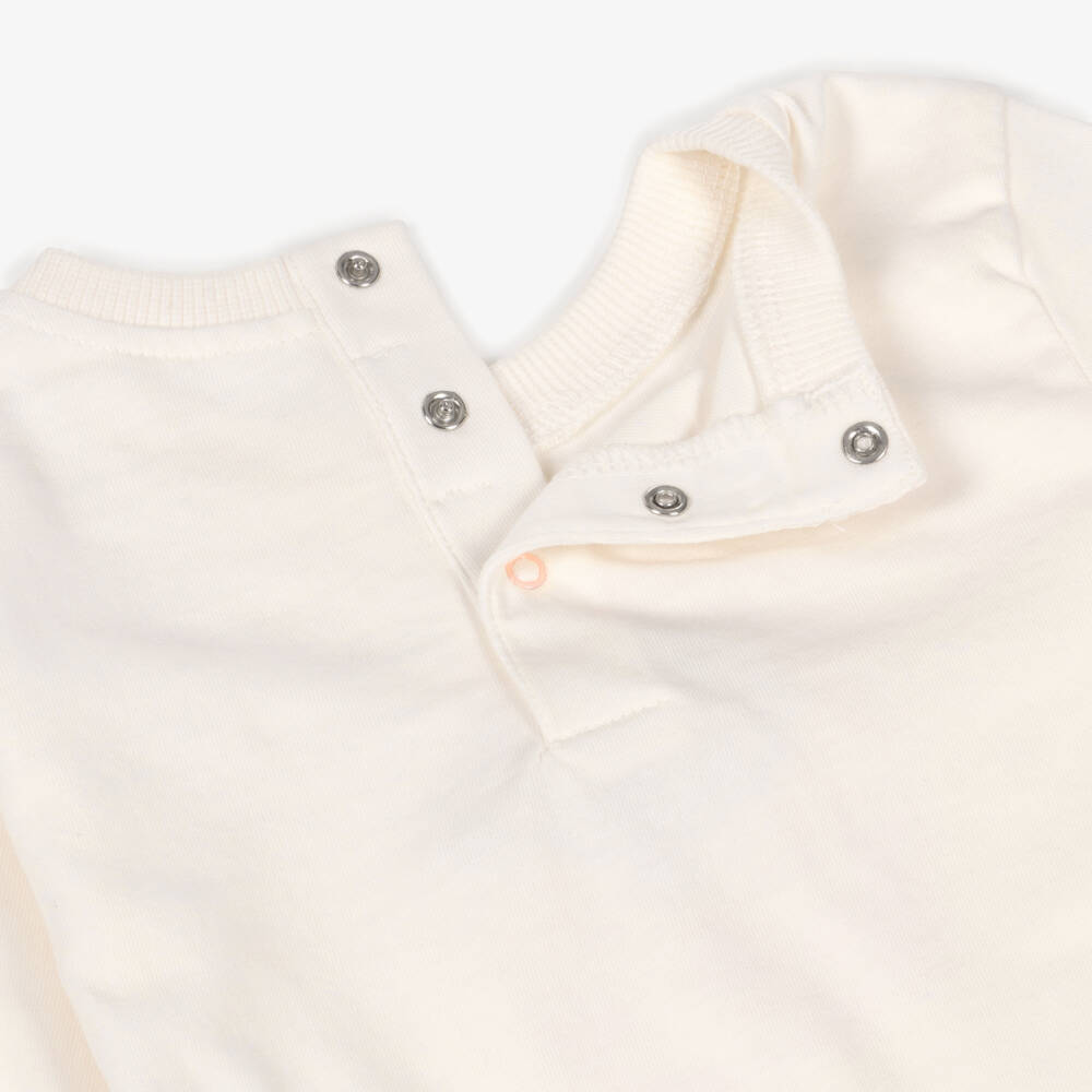 Billieblush-Girls Ivory Cotton Sheep Top with Pom-Poms | Childrensalon