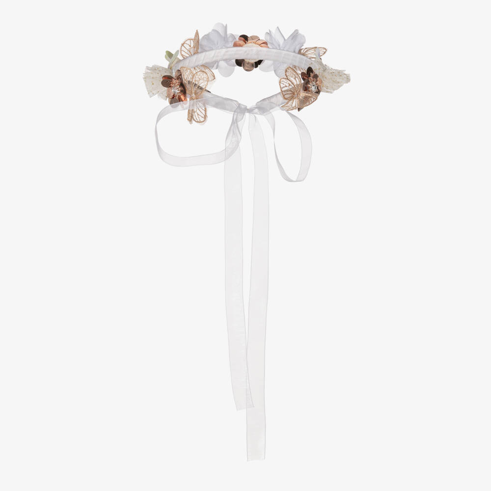 Billieblush-Girls Ivory Flower & Butterfly Hairband | Childrensalon