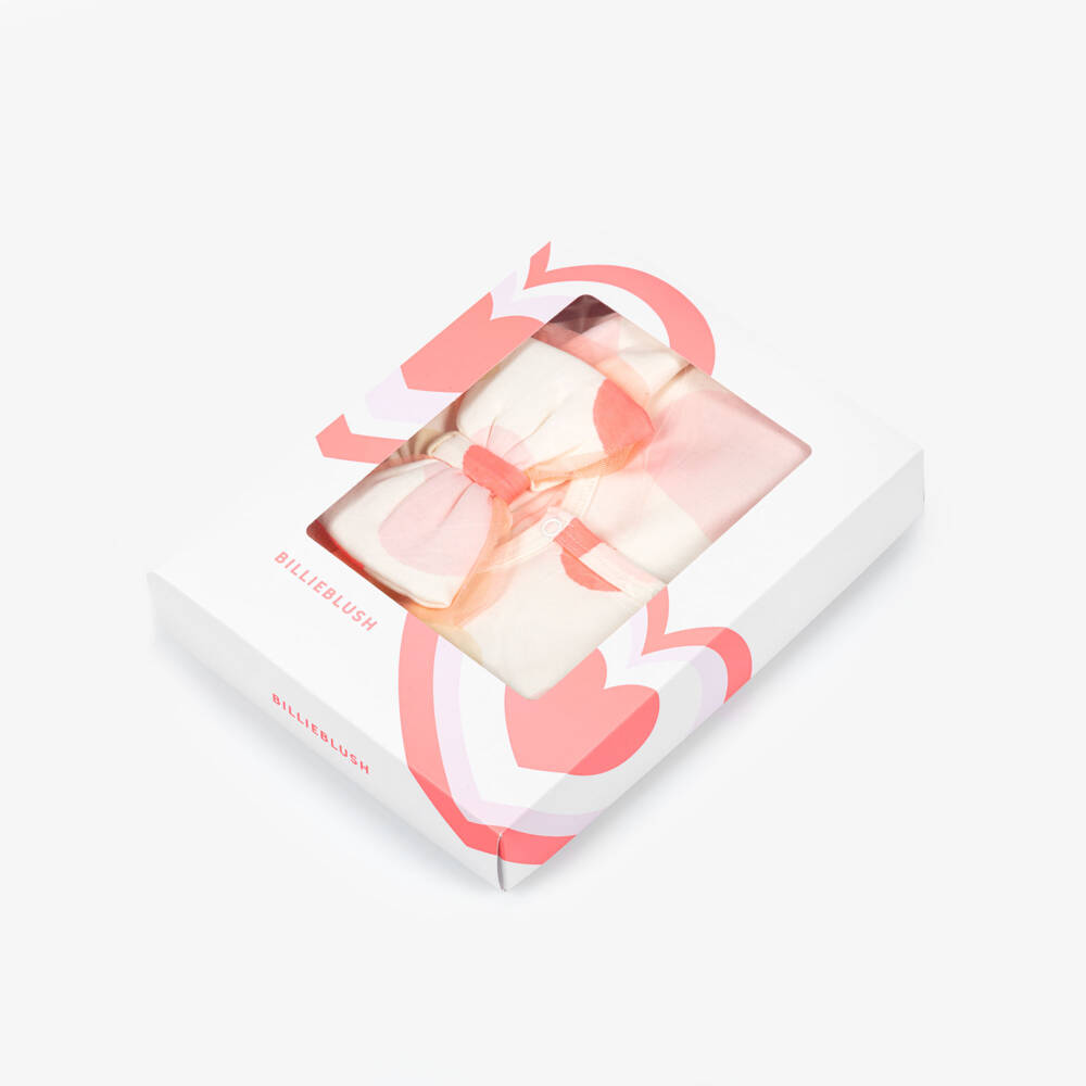 Billieblush-Girls Ivory Heart Print Cotton Babygrow & Hat Set | Childrensalon