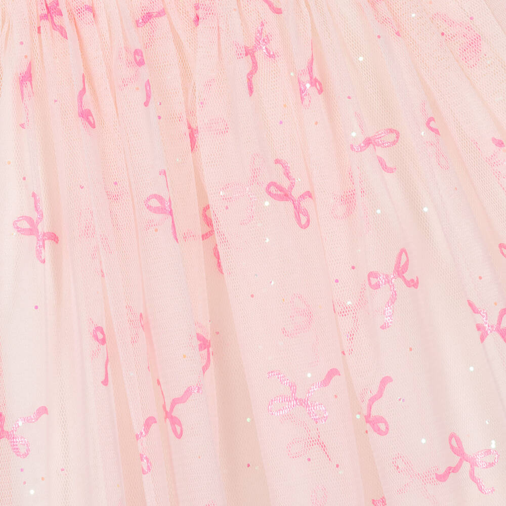 Billieblush-Girls Ivory Jersey Dress with Pink Tulle Skirt | Childrensalon