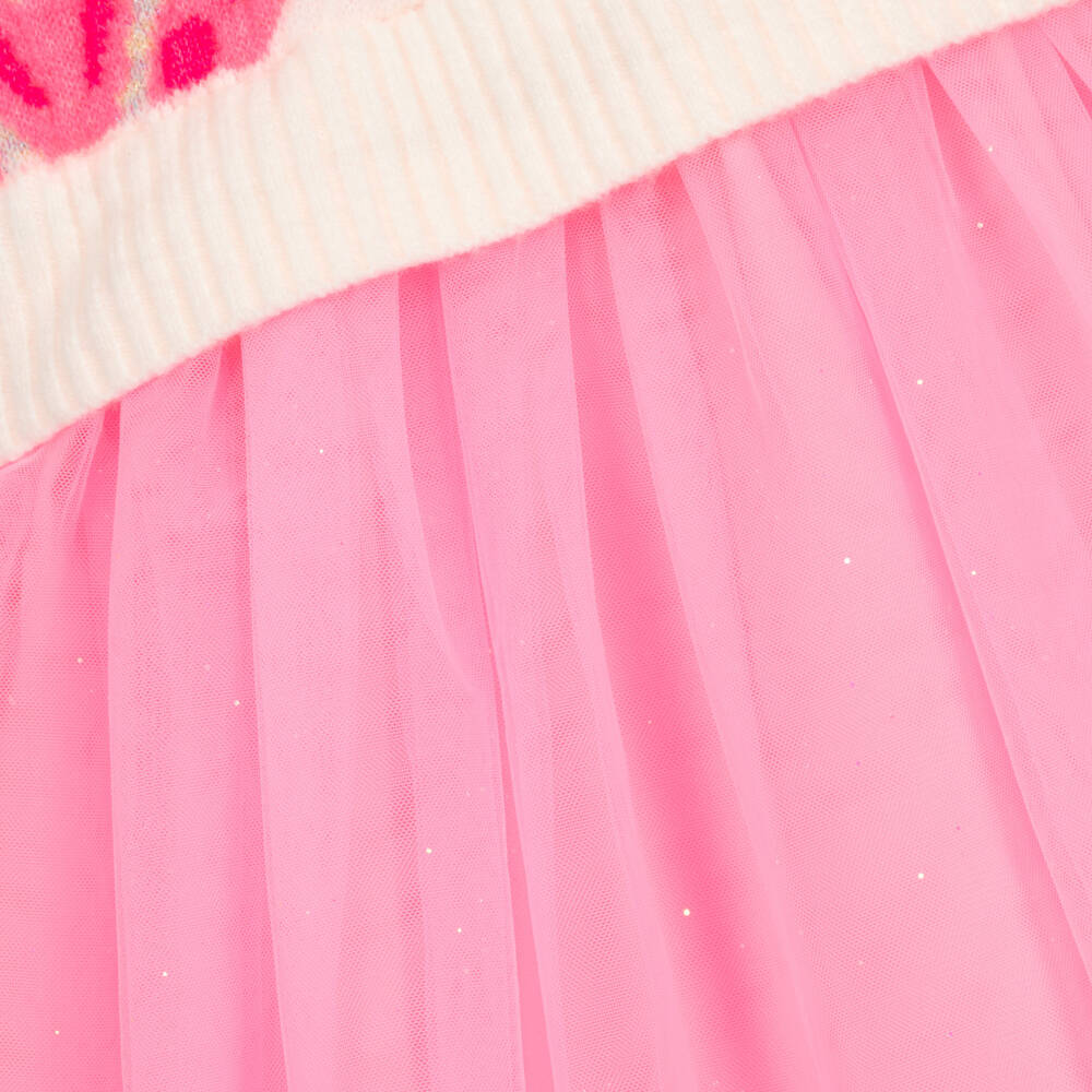 Billieblush-Girls Ivory Knit & Pink Tulle Dress | Childrensalon