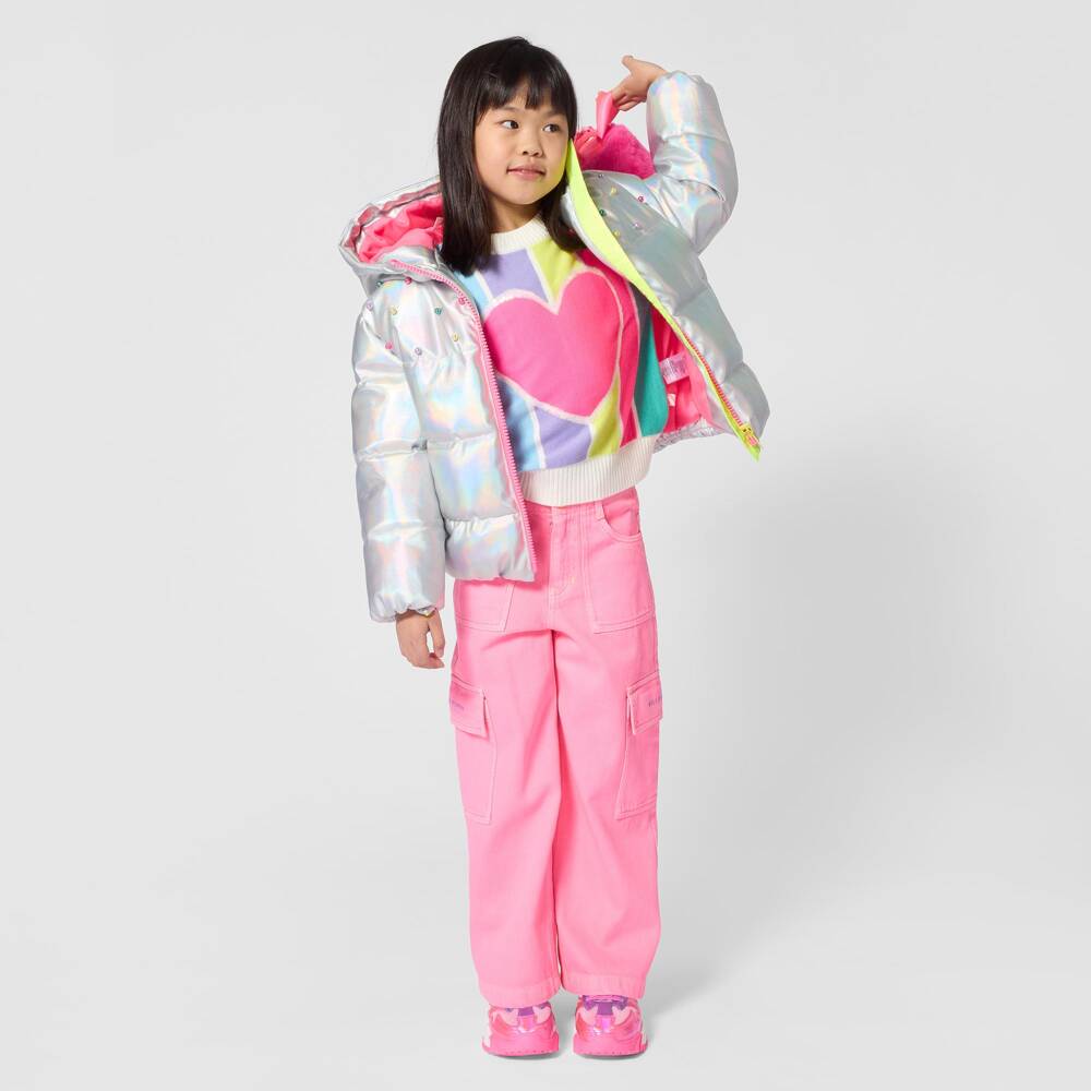 Billieblush-Girls Ivory Knitted Multicolour Heart Sweater | Childrensalon