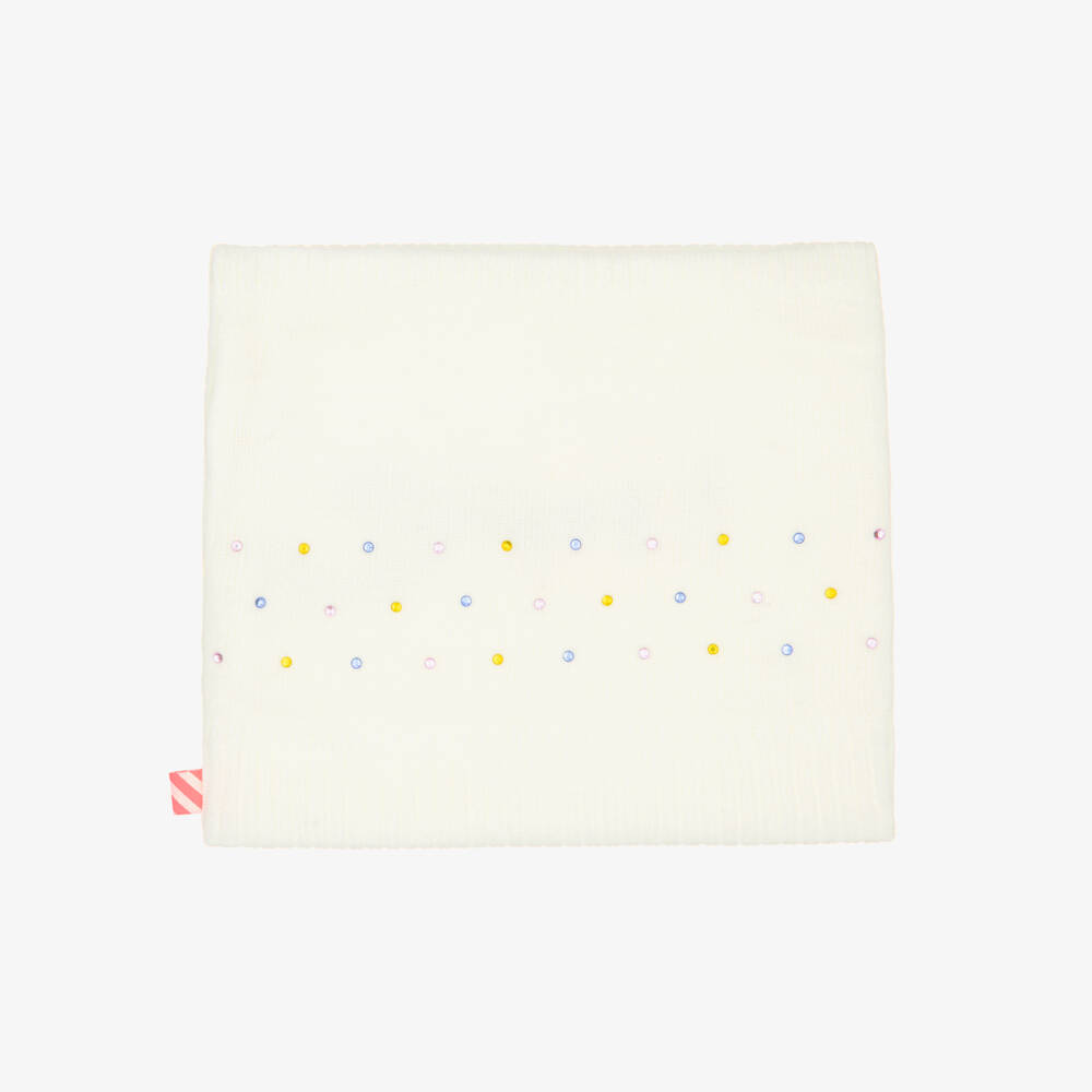 Billieblush-Girls Ivory Knitted Snood with Colourful Diamantés | Childrensalon