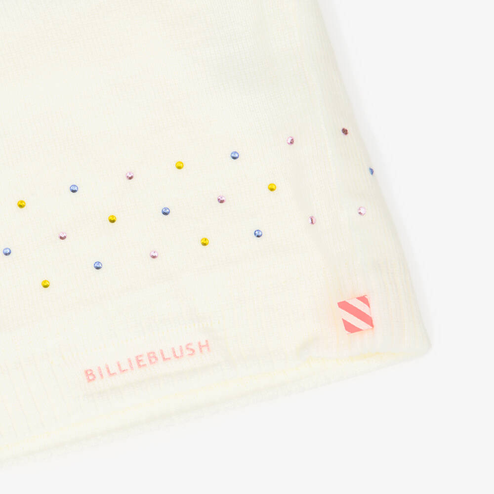 Billieblush-Girls Ivory Knitted Snood with Colourful Diamantés | Childrensalon