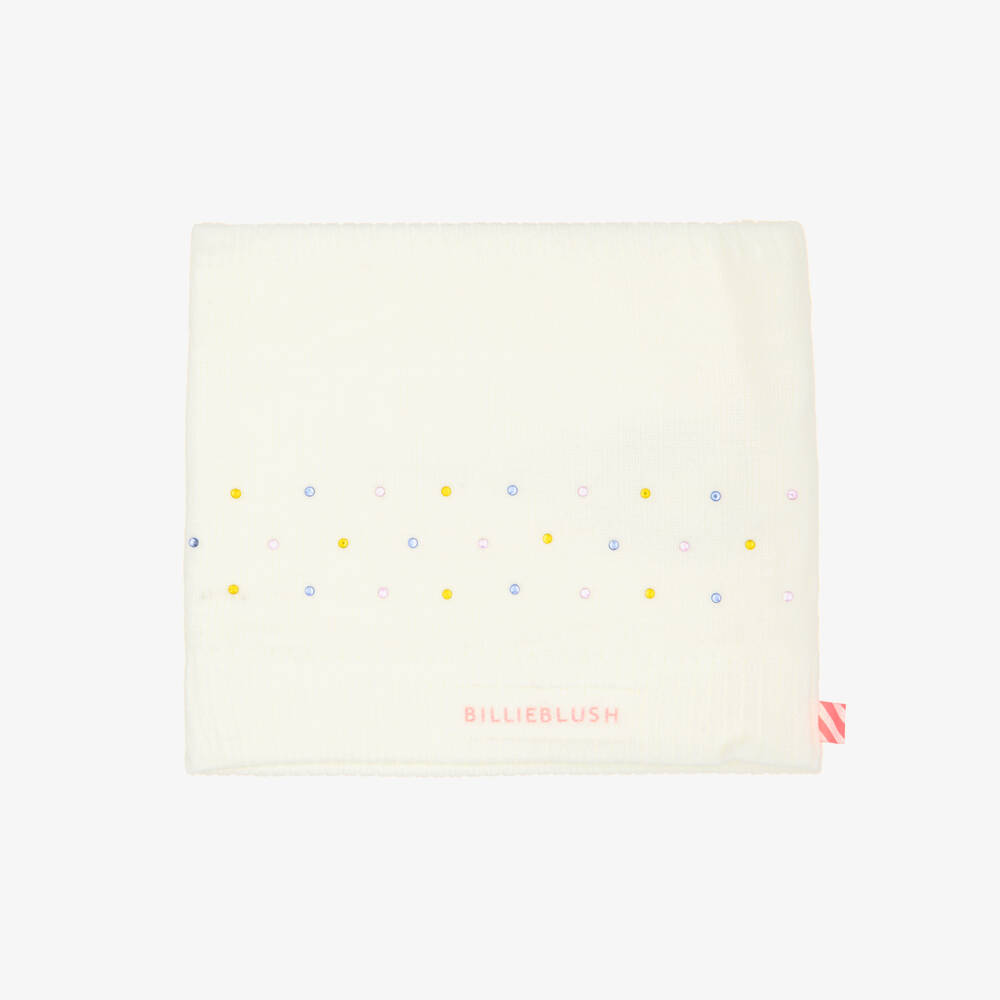 Billieblush-Girls Ivory Knitted Snood with Colourful Diamantés | Childrensalon