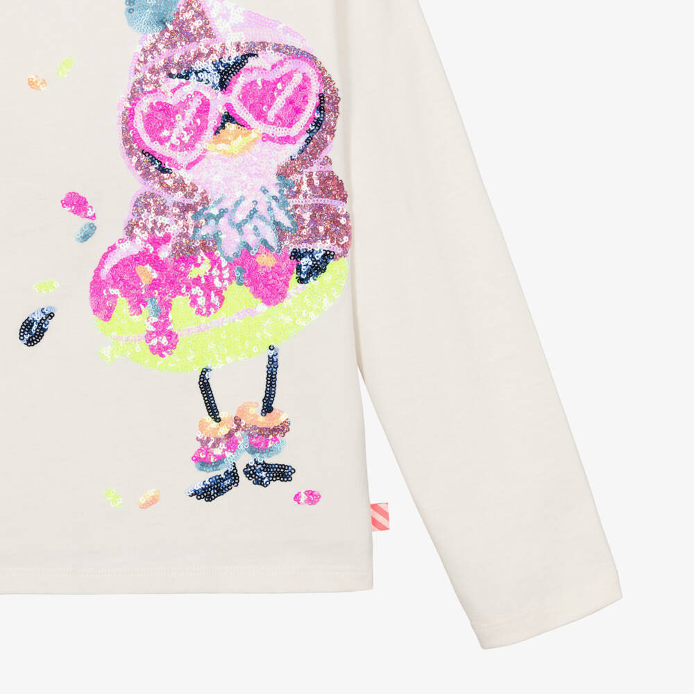 Billieblush-Girls Ivory Party Penguin T-Shirt | Childrensalon