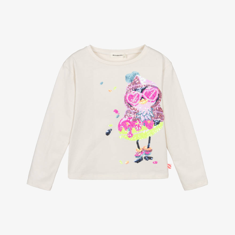 Billieblush-Girls Ivory Party Penguin T-Shirt | Childrensalon