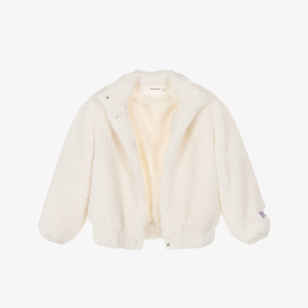 Billieblush-Girls Ivory Sherpa Fleece Jacket | Childrensalon