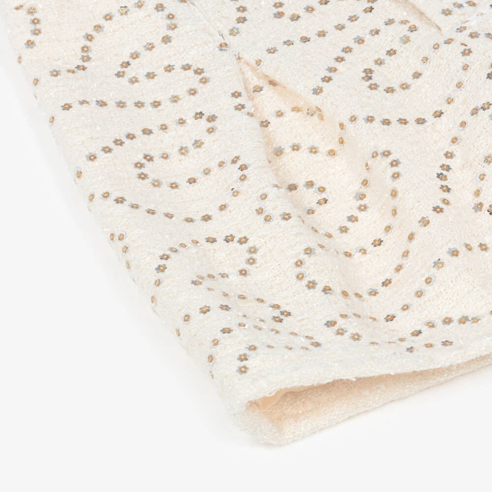 Billieblush-Girls Ivory Tweed Shorts with Sequins | Childrensalon
