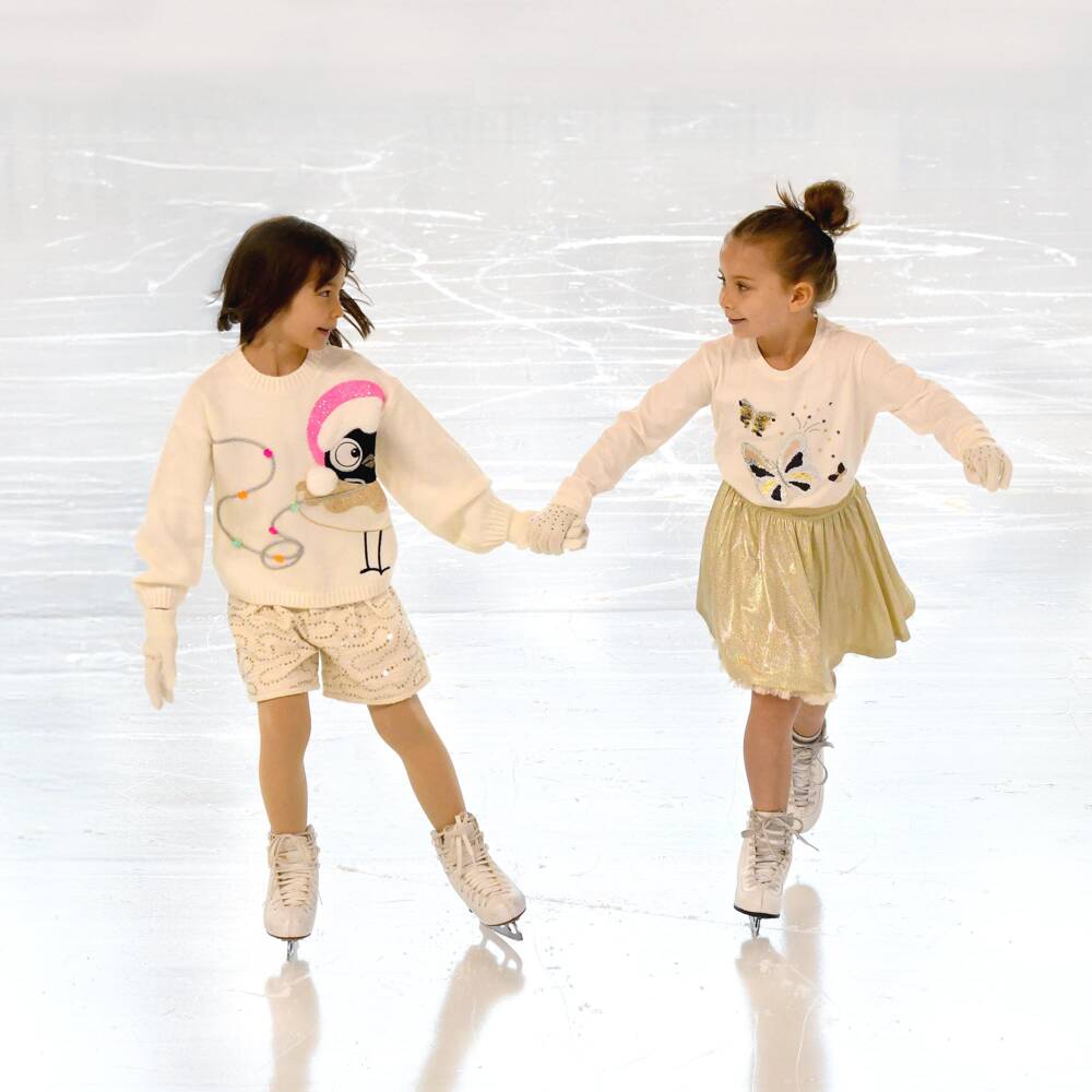 Billieblush-Girls Ivory Tweed Shorts with Sequins | Childrensalon