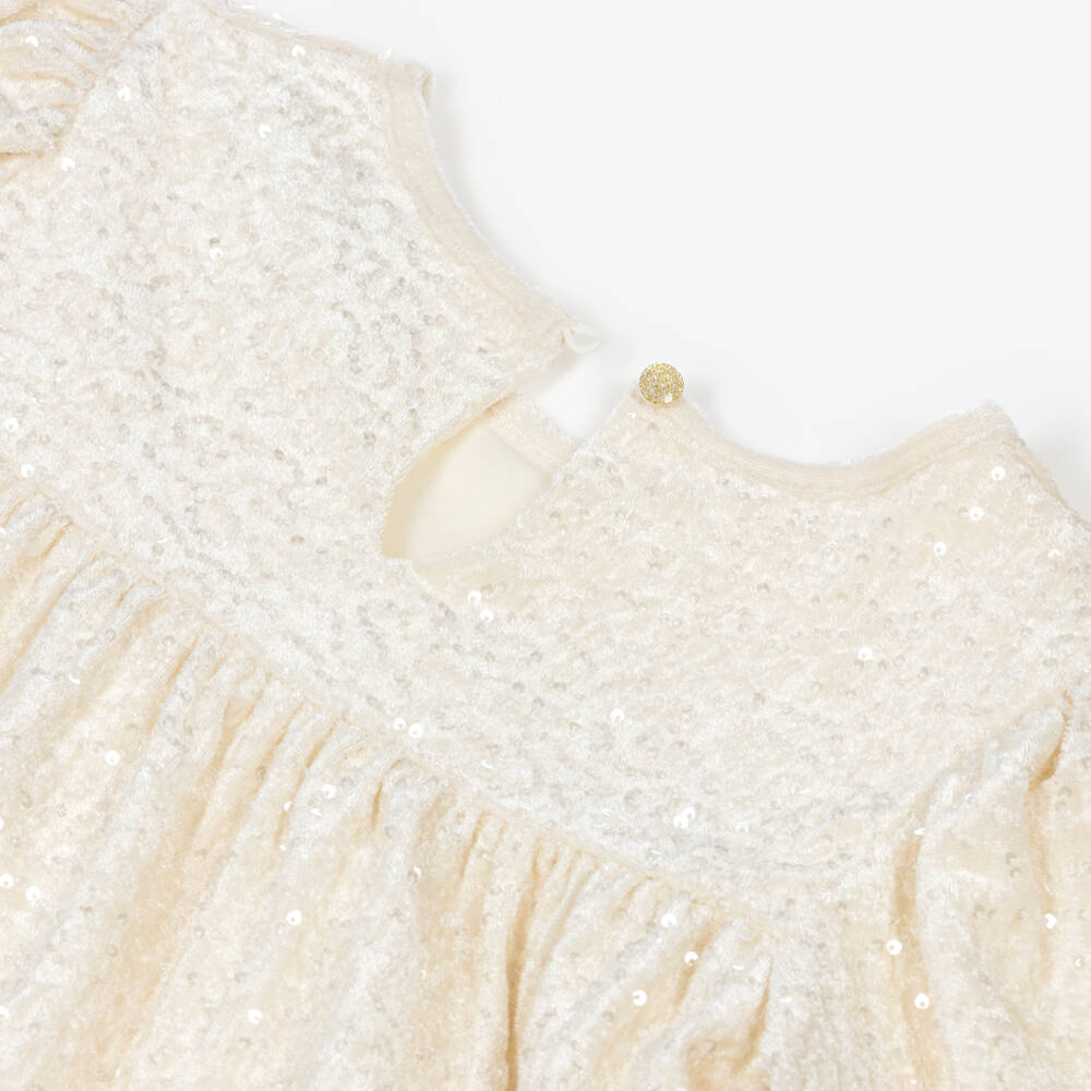 Billieblush-Girls Ivory Velvet & Sequin Dress | Childrensalon