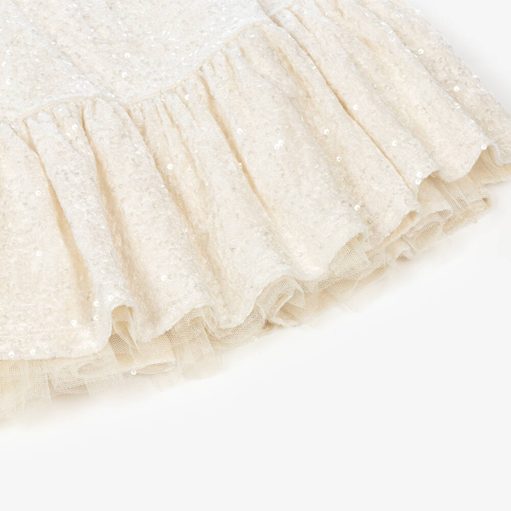 Billieblush-Girls Ivory Velvet & Sequin Dress | Childrensalon
