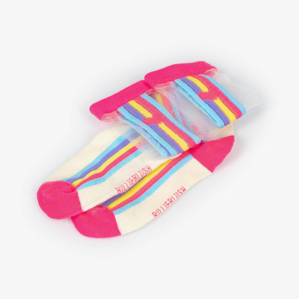 Billieblush-Girls Knee Length Socks with Rainbow Stripes | Childrensalon