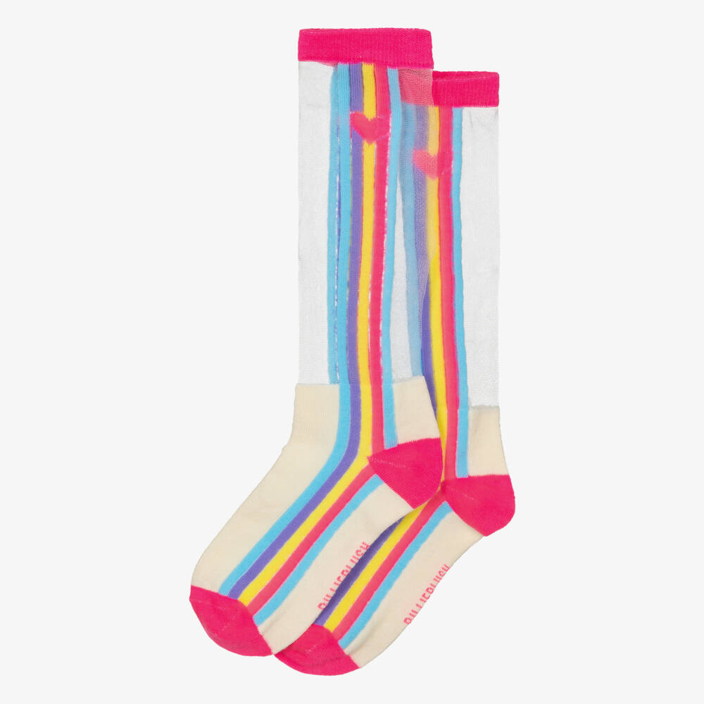 Billieblush-Girls Knee Length Socks with Rainbow Stripes | Childrensalon