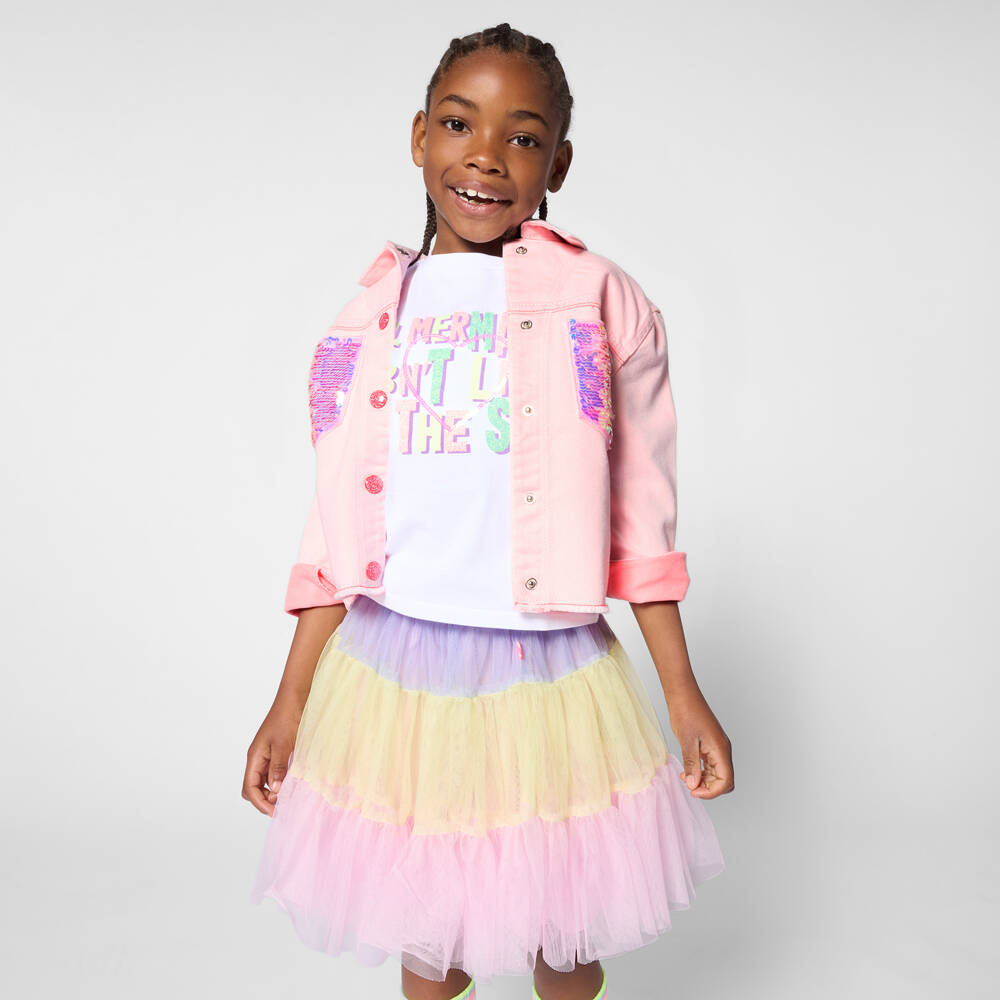 Billieblush-Юбка сиренево-розовая из многослойного тюля для девочек | Childrensalon