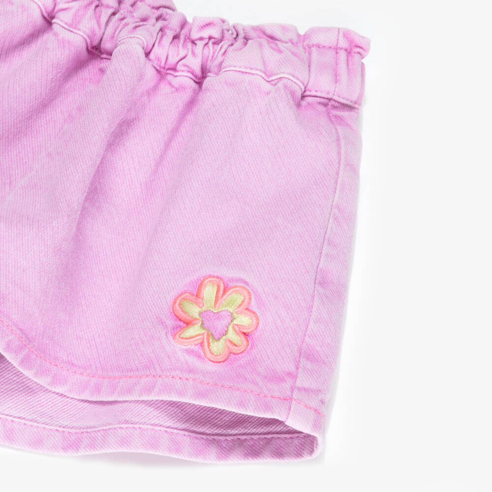 Billieblush-Girls Lilac Cotton Shorts Set with Embroidery | Childrensalon