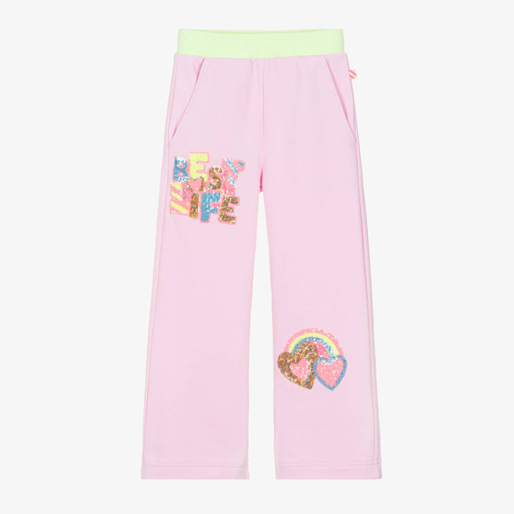 Billieblush-Girls Lilac Pink Cotton Best Life Joggers with Sequins | Childrensalon