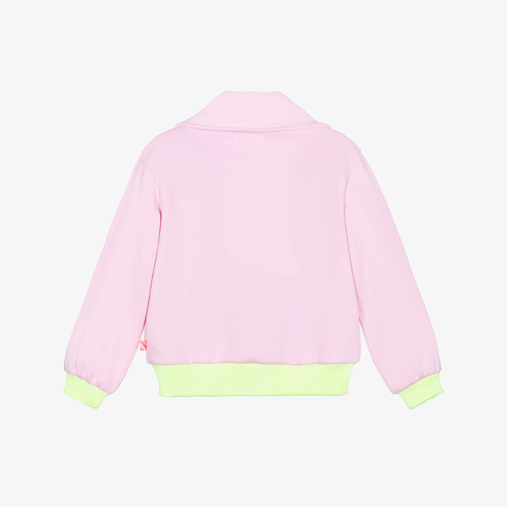 Billieblush-Girls Lilac Pink Cotton Zip-Up Top with Sequinned Ice Cream | Childrensalon
