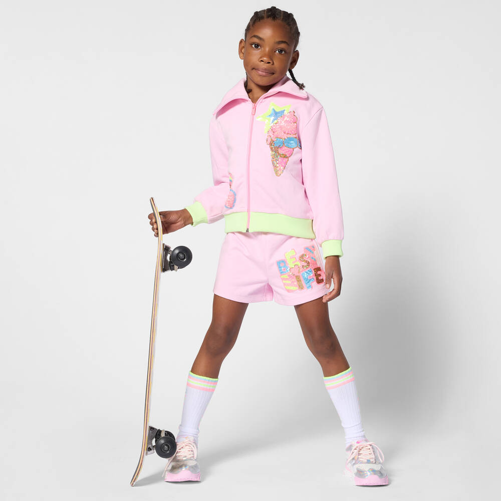 Billieblush-توب بسحاب قطن لون زهري ليلاك للبنات | Childrensalon