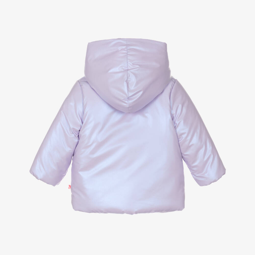 Billieblush-Girls Lilac Purple Padded Coat with Fluffy Heart Pockets | Childrensalon