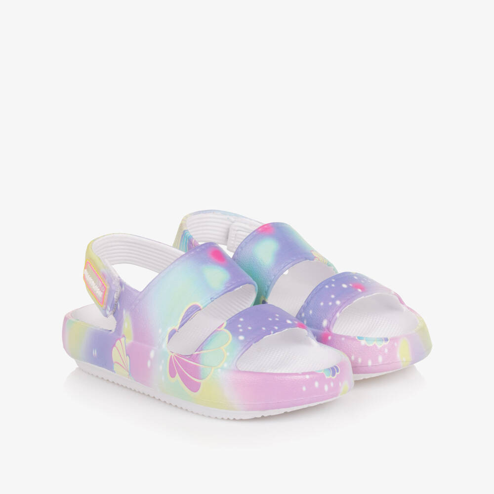Billieblush-Girls Lilac Purple Seashell Print Rubber Sandals | Childrensalon