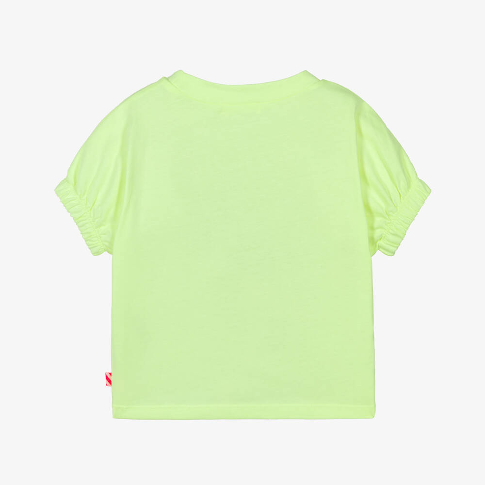 Billieblush-Girls Lime Green T-Shirt with Glittery Ice Cream Print | Childrensalon