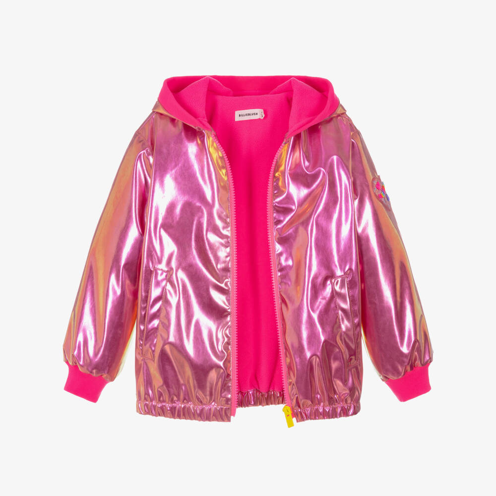 Billieblush-Girls Liquid Pink Hooded Raincoat | Childrensalon