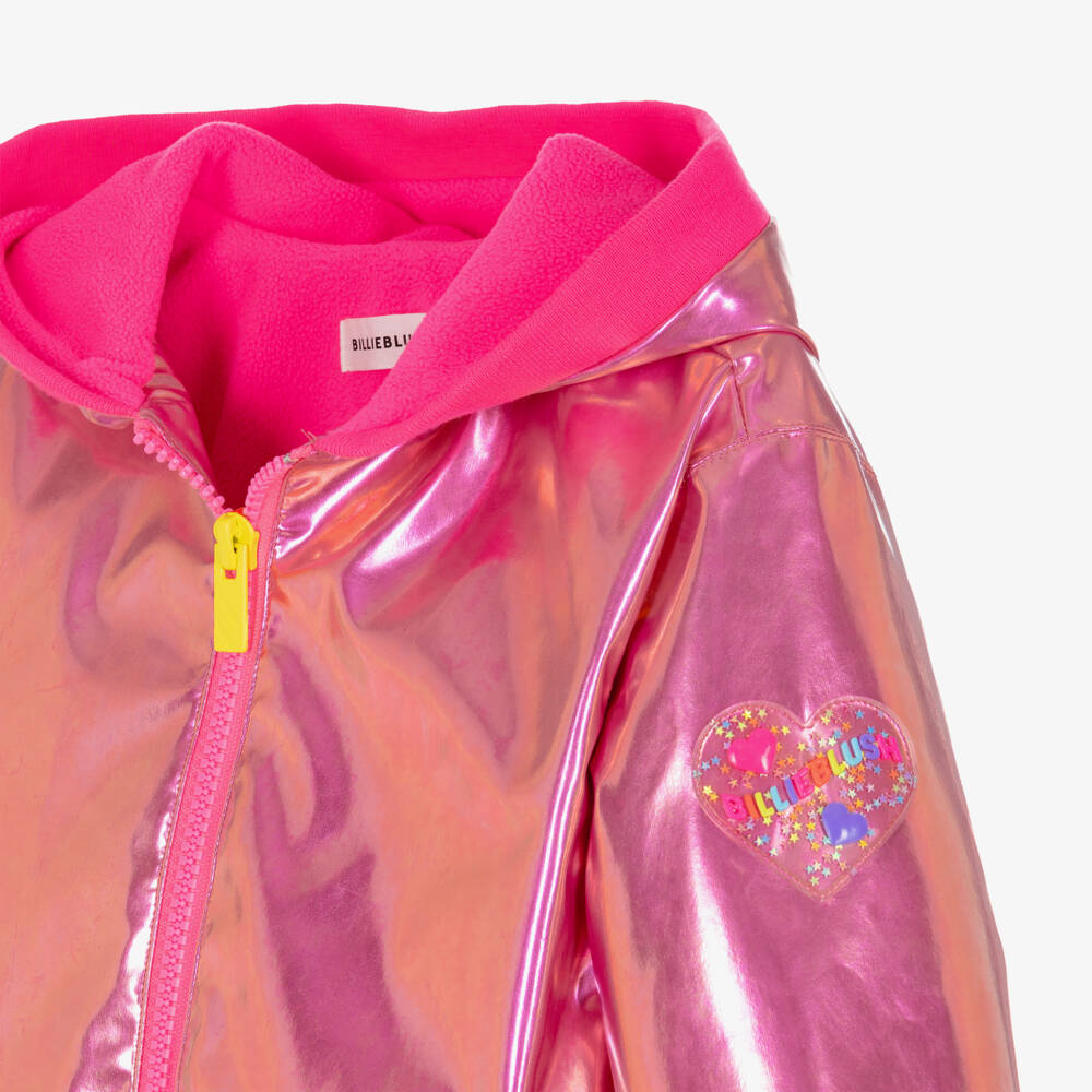 Billieblush-Girls Liquid Pink Hooded Raincoat | Childrensalon