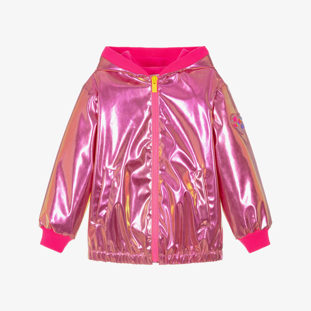 Billieblush-Girls Liquid Pink Hooded Raincoat | Childrensalon