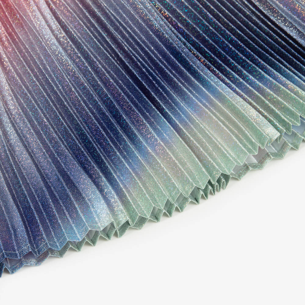 Billieblush-Юбка плиссе из радужного сатина металлик для девочек | Childrensalon