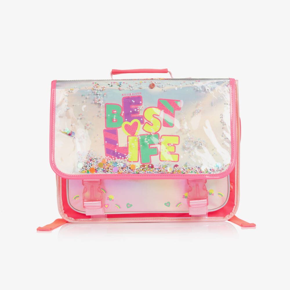 Billieblush-Girls Metallic Silver & Neon Pink Messenger Bag (35cm) | Childrensalon