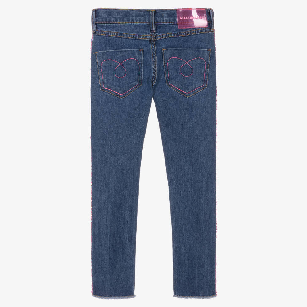 Billieblush-Girls Mid Blue Denim Jeans with Sequins | Childrensalon