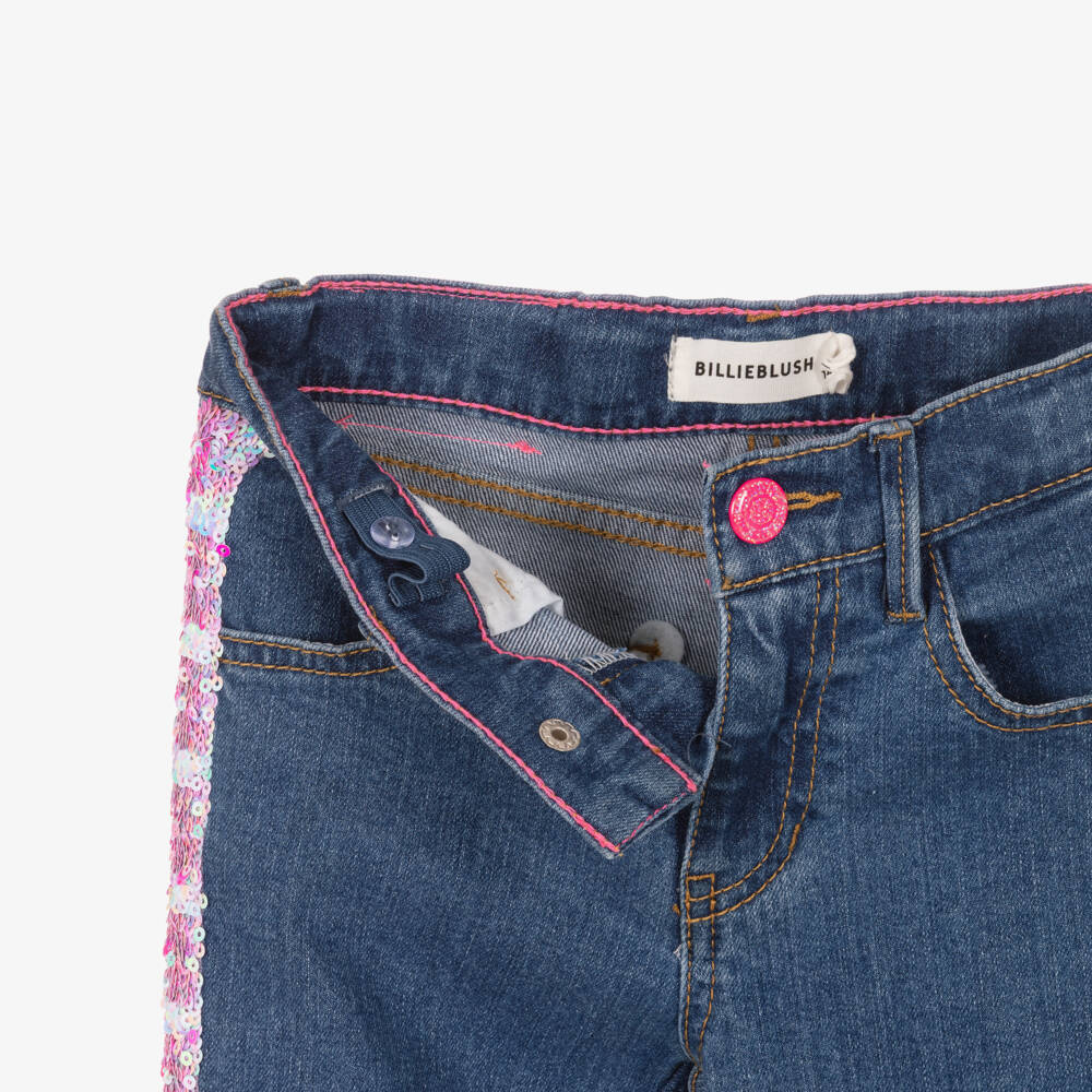 Billieblush-Girls Mid Blue Denim Jeans with Sequins | Childrensalon