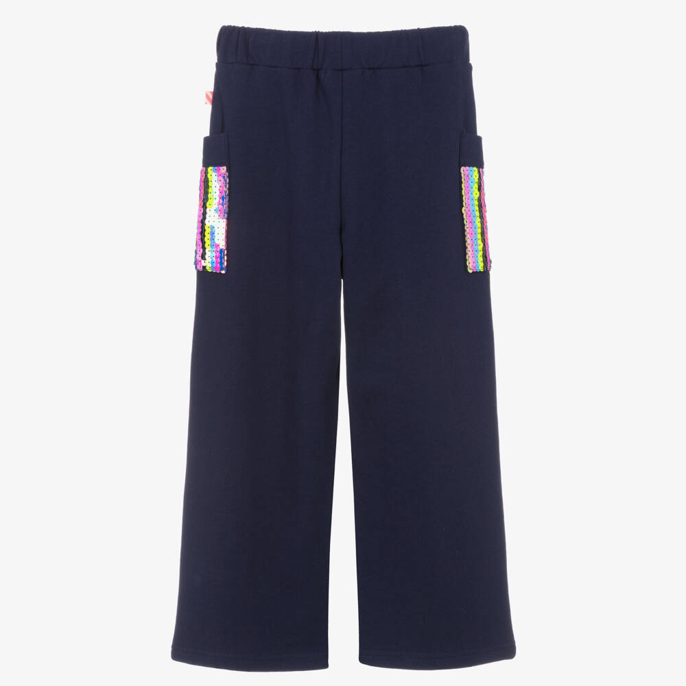 Billieblush-Girls Navy Blue Joggers with Colourful Sequins | Childrensalon