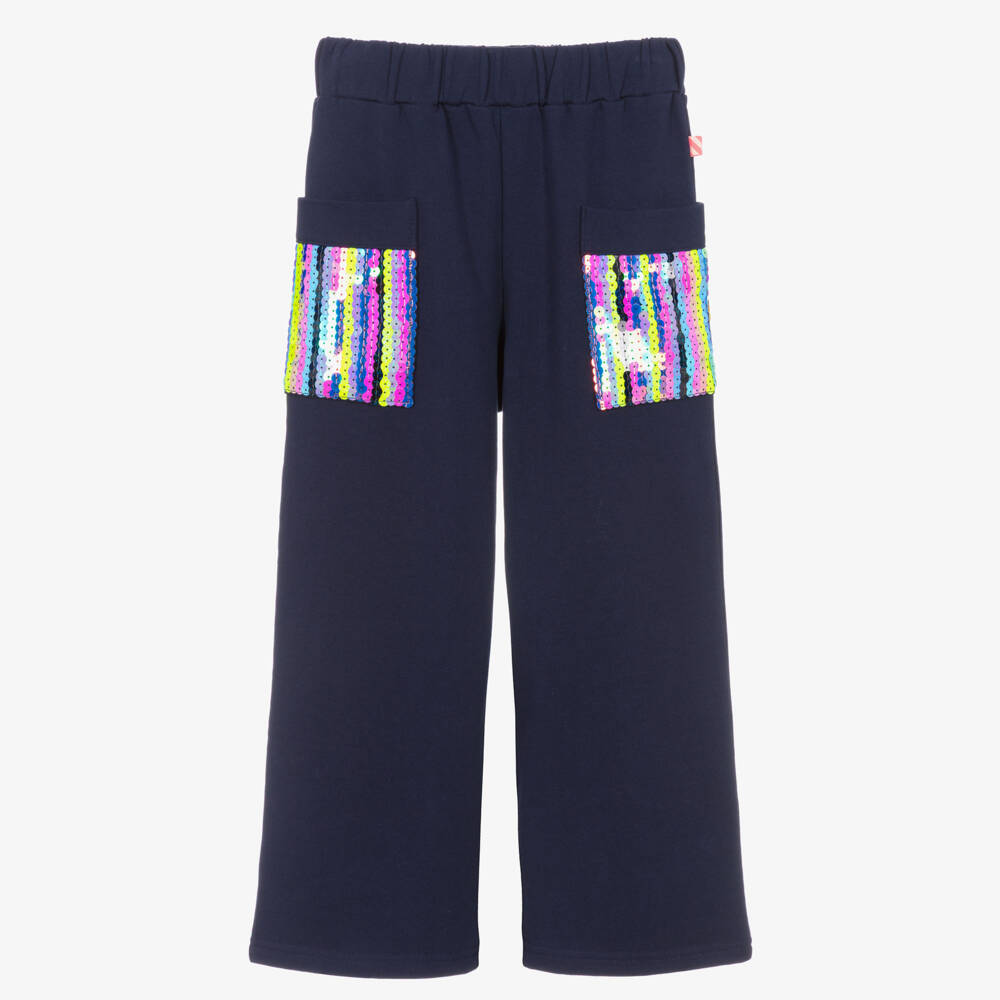 Billieblush-Girls Navy Blue Joggers with Colourful Sequins | Childrensalon
