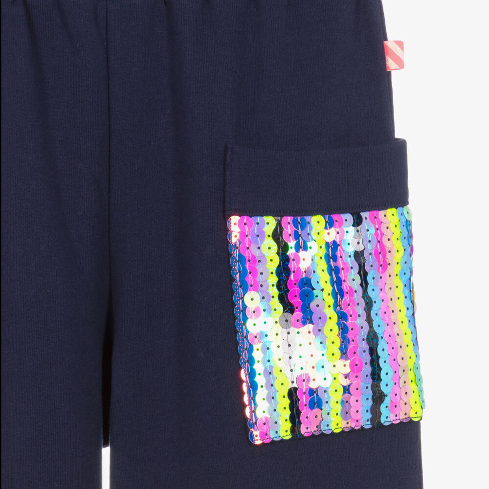 Billieblush-Girls Navy Blue Joggers with Colourful Sequins | Childrensalon