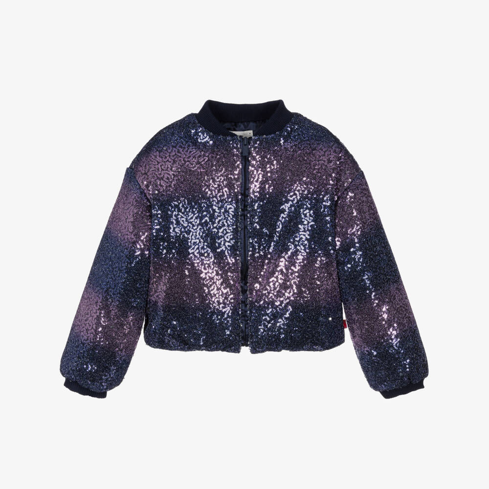 Billieblush-Girls Navy Blue & Purple Sequin Jacket | Childrensalon