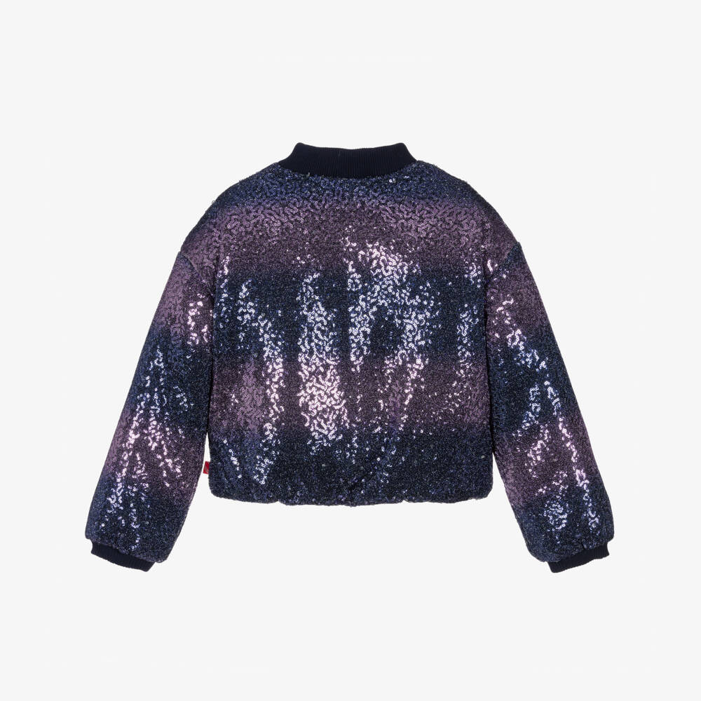 Billieblush-Girls Navy Blue & Purple Sequin Jacket | Childrensalon