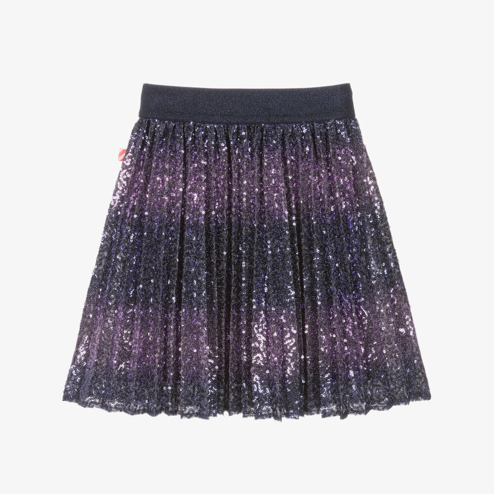 Billieblush-Girls Navy Blue & Purple Sequin Skirt | Childrensalon