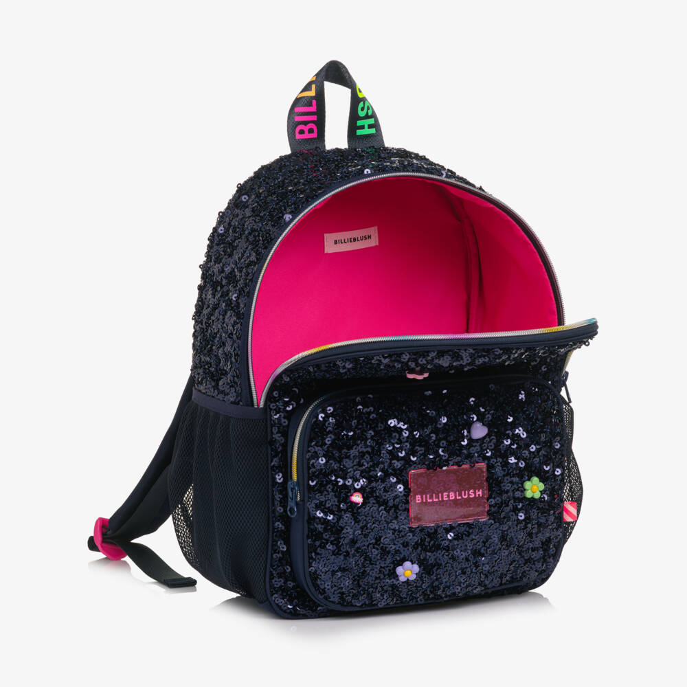 Billieblush-Girls Navy Blue Sequin Backpack (35cm) | Childrensalon