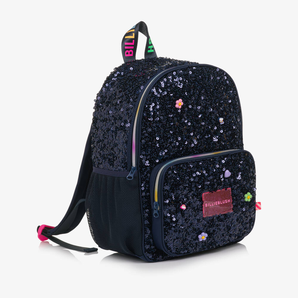 Billieblush-Girls Navy Blue Sequin Backpack (35cm) | Childrensalon